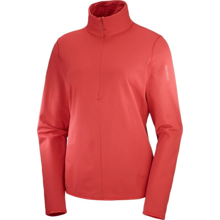 Chaquetas Salomon Essential Lightwarm Half Zip Mujer Rojos | MX ZJPG865